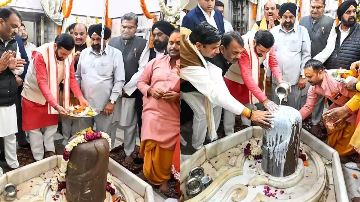 नूंह में CM नायब सिंह सैनी ने नल्हरेश्वर मंदिर में किया जलाभिषेक, सुख-समृद्धि की कामना