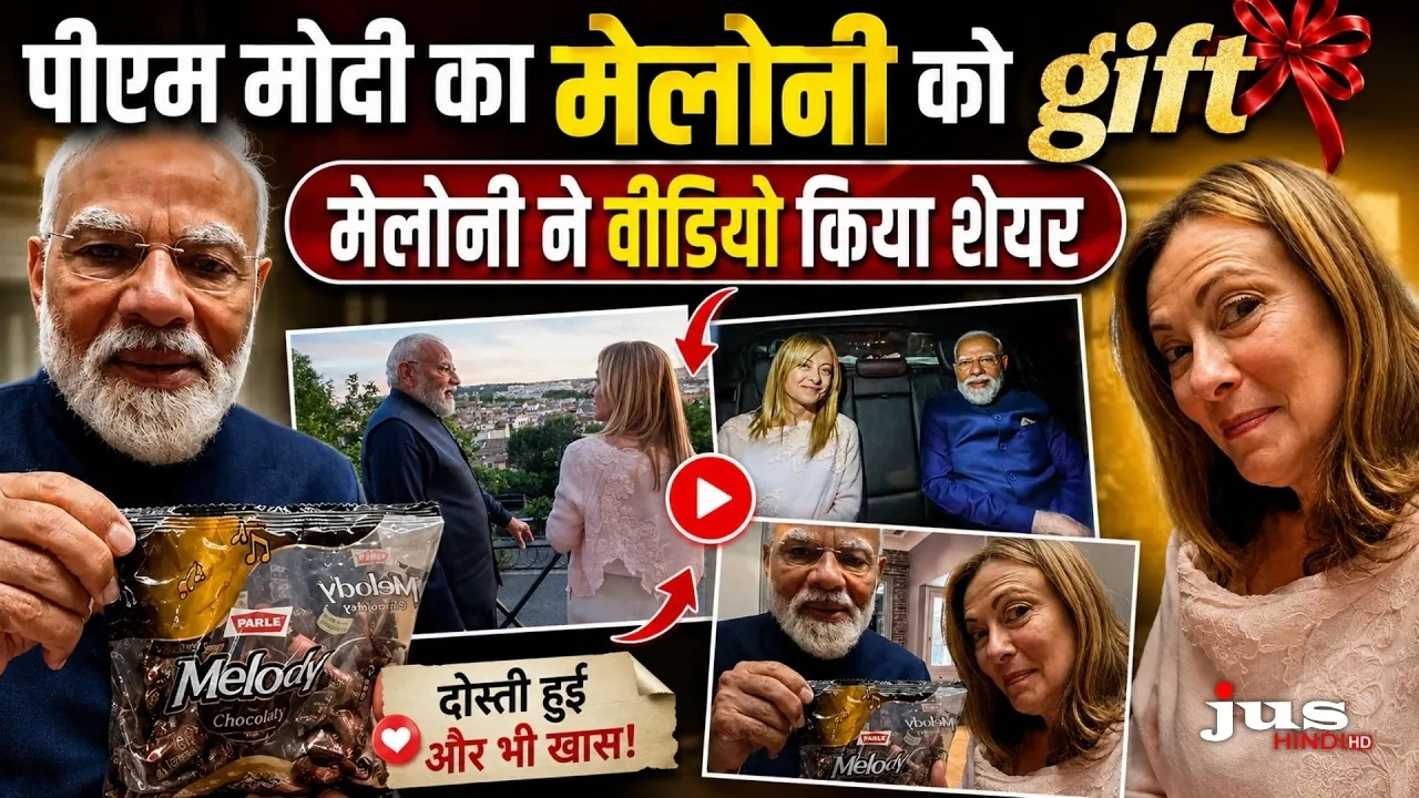 Melodi Moment viral image of PM Modi gifting Melody toffee to Giorgia Meloni