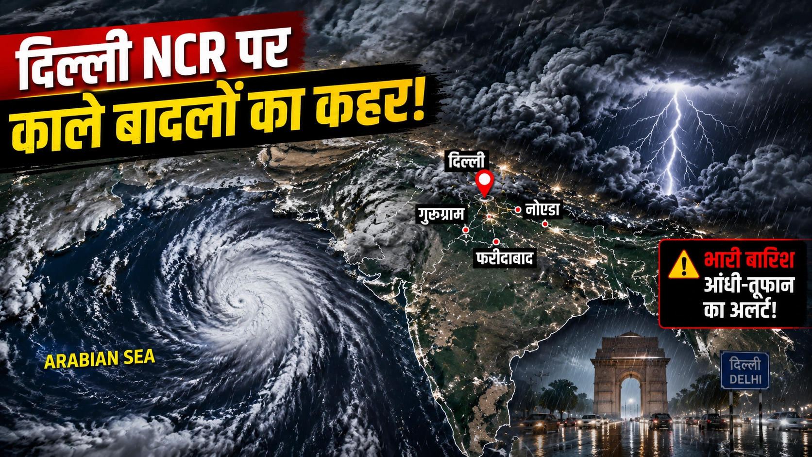 Monsoon 2026 clouds over Delhi NCR in satellite image