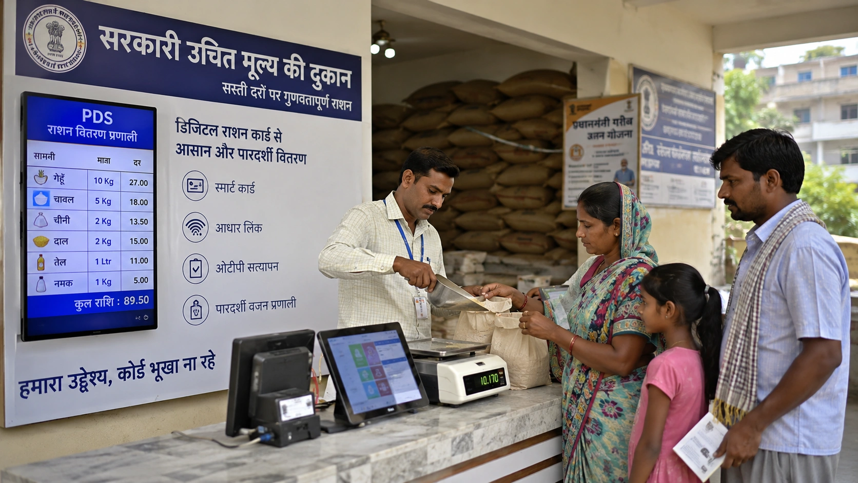 Ration Scheme 2026 के तहत डिजिटल राशन वितरण व्यवस्था का दृश्य