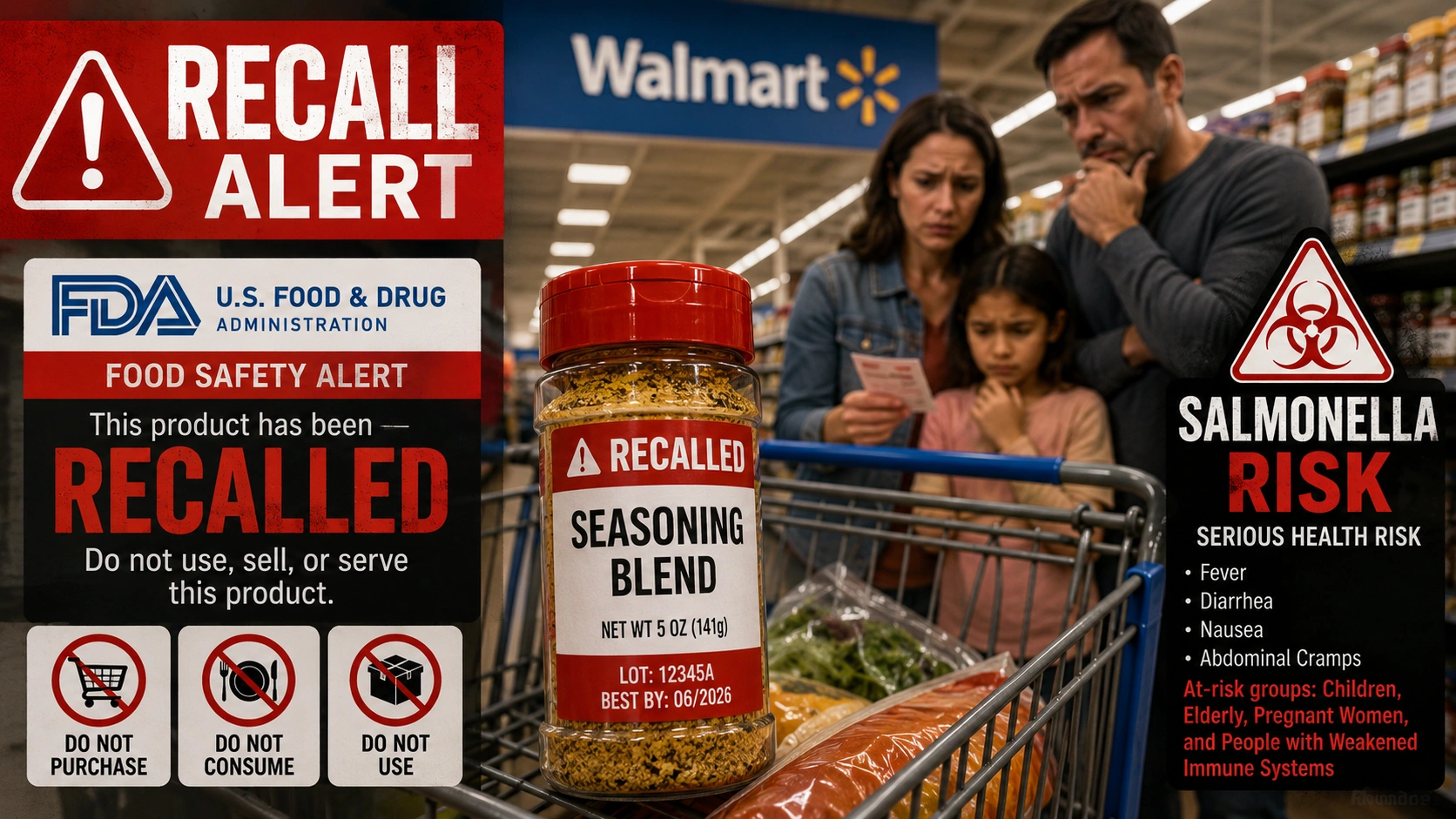 Walmart रिकॉल के तहत Blackstone Parmesan Ranch Seasoning पर साल्मोनेला संक्रमण की चेतावनी।