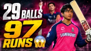 वैभव सूर्यवंशी का तूफान: 15 साल के बल्लेबाज ने 29 गेंदों में 97 रन ठोककर IPL में रचा इतिहास