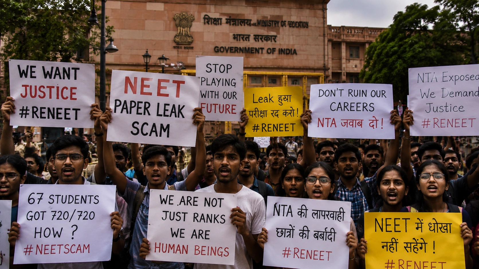 NEET Paper Leak 2026 पर छात्रों का विरोध प्रदर्शन
